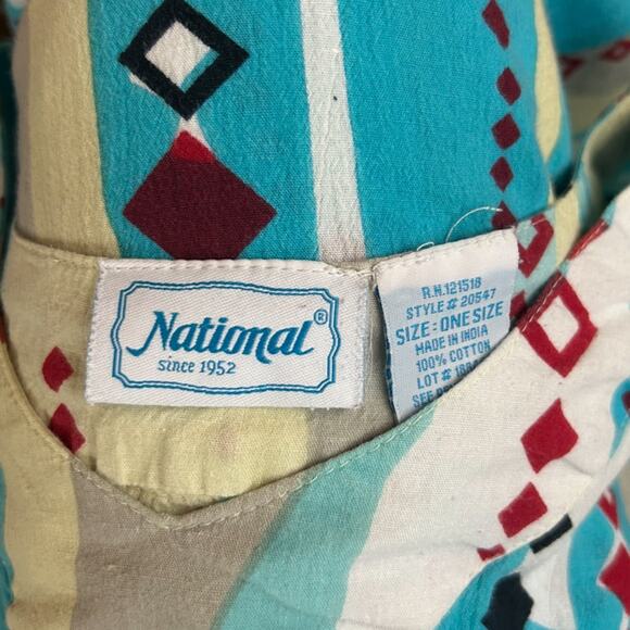 Blue Geometric Diamond Stripe Caftan Dress Beach Cover Up / One size * - Picture 4 of 4